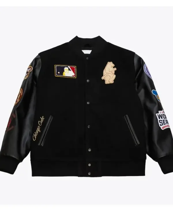 Chicago Cubs Black Out Vintage Logo Wool Varsity Jacket