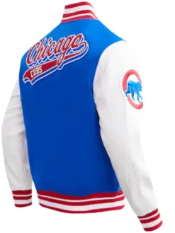 Chicago Cubs Classic Blue And White Wool Varsity Jacket Back