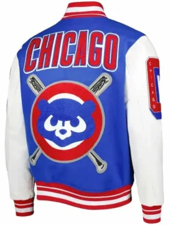 Chicago Cubs Letterman Blue Wool Varsity Jacket Back