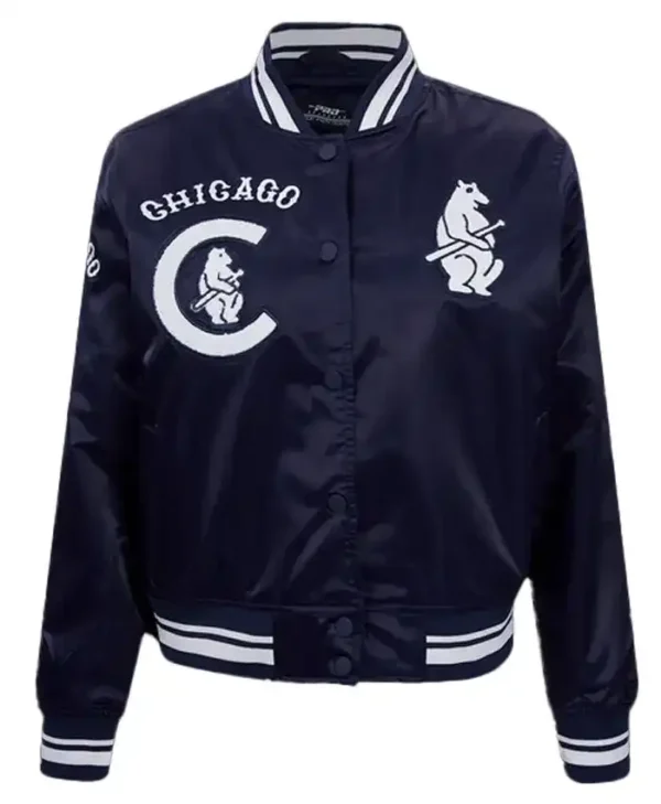 Chicago Cubs Navy Blue Full Snap Varsity Jacket