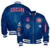 Chicago Cubs Navy Blue Ma-1 Satin Bomber Jacket