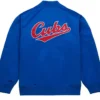 Chicago Cubs Navy Blue Satin Zip Bomber Jacket Back