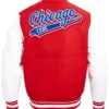 Chicago Cubs Red And White Classic Wool Varsity Jacket Back