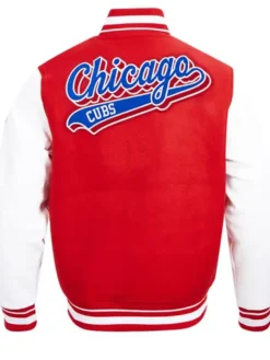 Chicago Cubs Red And White Classic Wool Varsity Jacket Back
