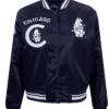 Chicago Cubs Retro Classic Full-Snap Satin Varsity Navy Jacket