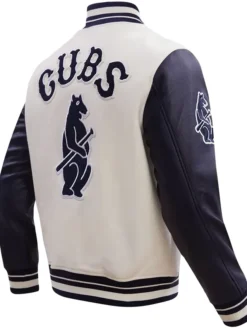 Chicago Cubs Retro Wool and Leather Varsity Jacket Back