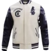 Chicago Cubs White And Black Wool Varsity Jacket