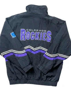 Colorado Rockies Black Vintage Zip Jacket Back
