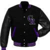 Colorado Rockies Black and Purple Wool Letterman Jacket