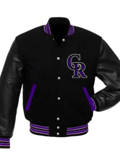 Colorado Rockies Black and Purple Wool Letterman Jacket