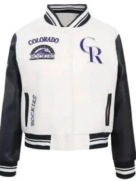 Colorado Rockies White And Black Wool Varsity Jacket