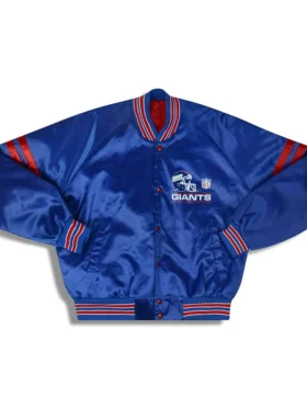 Giants Vintage Full Snap Blue Satin Varsity Jacket