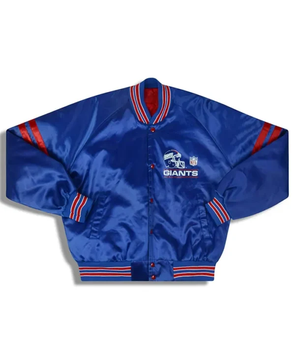 Giants Vintage Full Snap Blue Satin Varsity Jacket