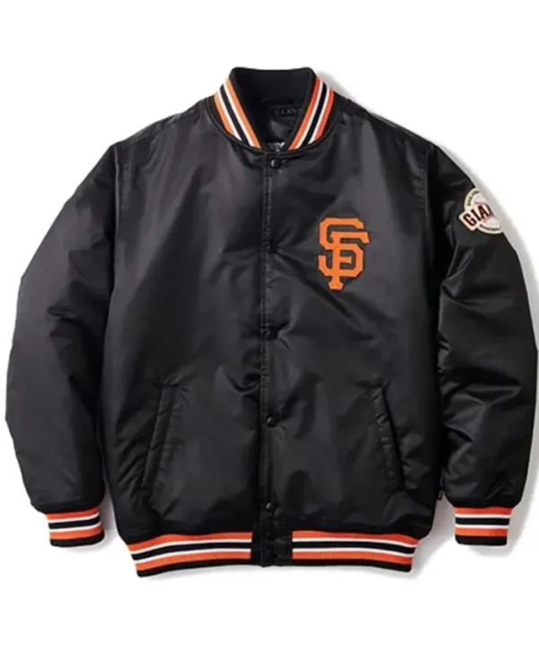 Johann Funk San Francisco Giants Black Satin Varsity Jacket