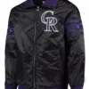 MLB Colorado Rockies Black Satin Bomber Jacket