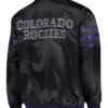 MLB Colorado Rockies Black Satin Bomber Jacket Back