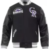 MLB Colorado Rockies Black Wool Varsity Jacket