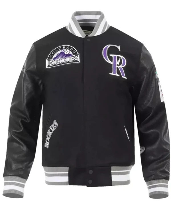 MLB Colorado Rockies Black Wool Varsity Jacket