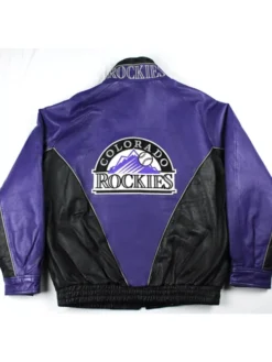 MLB Colorado Rockies Vintage Leather Zip Jacket Back
