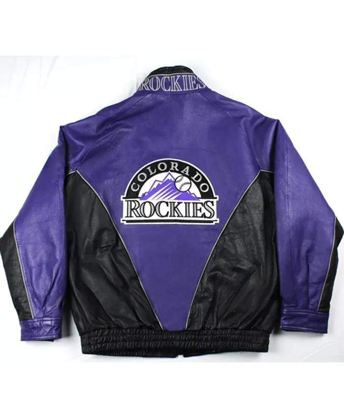 MLB Colorado Rockies Vintage Leather Zip Jacket Back