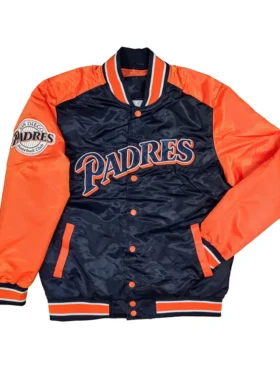 MLB Padres Satin Full Snap Varsity Jacket