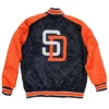 MLB Padres Satin Full Snap Varsity Jacket Back