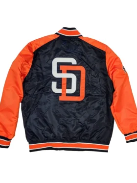 MLB Padres Satin Full Snap Varsity Jacket Back