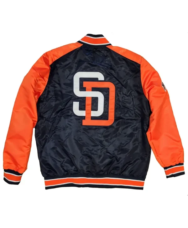 MLB Padres Satin Full Snap Varsity Jacket Back