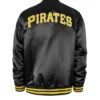 MLB Pirates Black Full Snap Satin Varsity Jacket Back