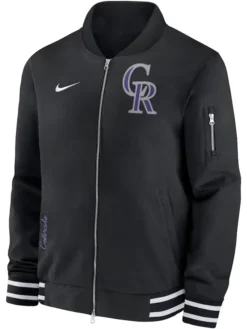 MLB Rockies Black Zip Bomber Jacket