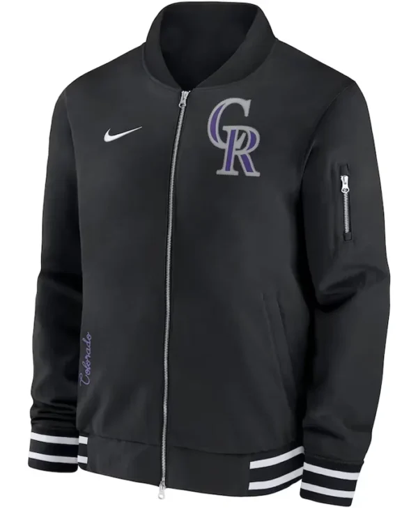 MLB Rockies Black Zip Bomber Jacket