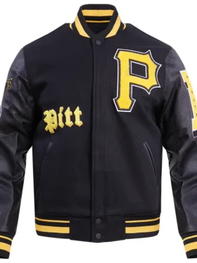 MLB Team Pittsburgh Pirates Black Wool Varsity Jacket