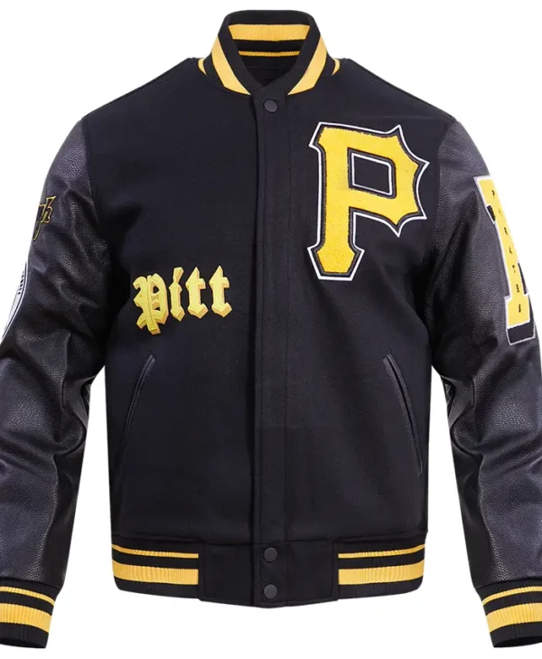 MLB Team Pittsburgh Pirates Black Wool Varsity Jacket