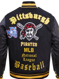 MLB Team Pittsburgh Pirates Black Wool Varsity Jacket Back