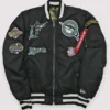 Miami Marlins Black Satin Ma-1 Bomber Jacket