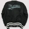 Miami Marlins Black Satin Ma-1 Bomber Jacket Back
