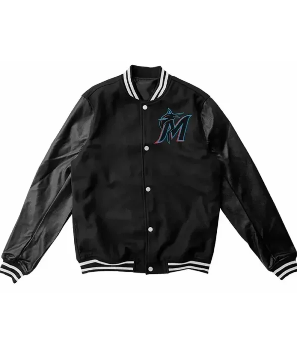 Miami Marlins Black Wool Varsity Jacket