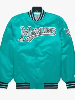 Miami Marlins Green Starter Satin Varsity Jacket