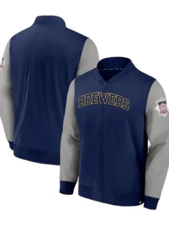 Milwaukee Brewers Blue And Grey Zipper Jacket