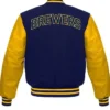 Milwaukee Brewers Full Snap Wool Varsity Jacket Back
