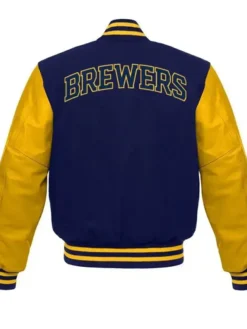Milwaukee Brewers Full Snap Wool Varsity Jacket Back