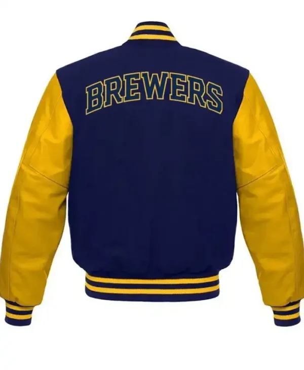 Milwaukee Brewers Full Snap Wool Varsity Jacket Back