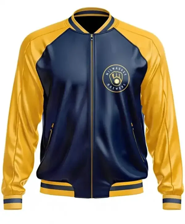 Milwaukee Brewers Leather Zip Bomber Jacket