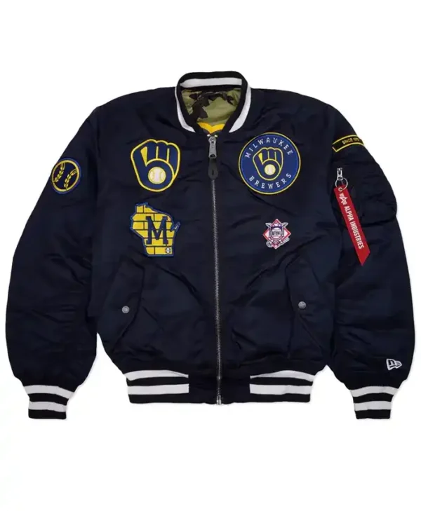 Milwaukee Brewers Ma-1 Black Bomber Jacket
