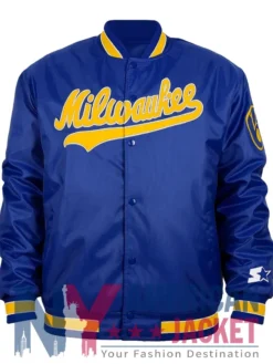 Milwaukee Brewers Royal Blue And Yellow Varsity Jacket