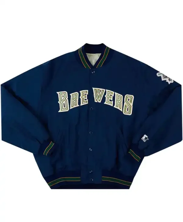 Milwaukee Brewers Vintage Navy Blue Starter Varsity Jacket