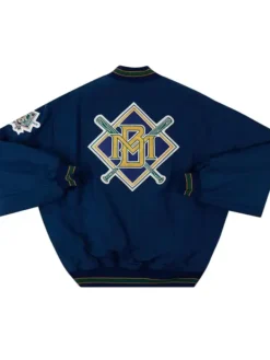 Milwaukee Brewers Vintage Navy Blue Starter Varsity Jacket Back