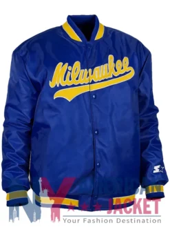 Milwaukee Varsity Royal Blue And Yellow Brewers Jacket