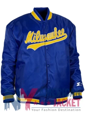 Milwaukee Varsity Royal Blue And Yellow Brewers Jacket