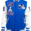 NY Giants Mash Up Blue Wool Varsity Jacket